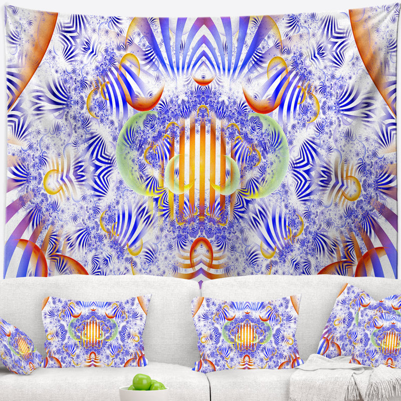 Tapisserie bleu pour motif de fée abstrait, H 32 po x l 39 po