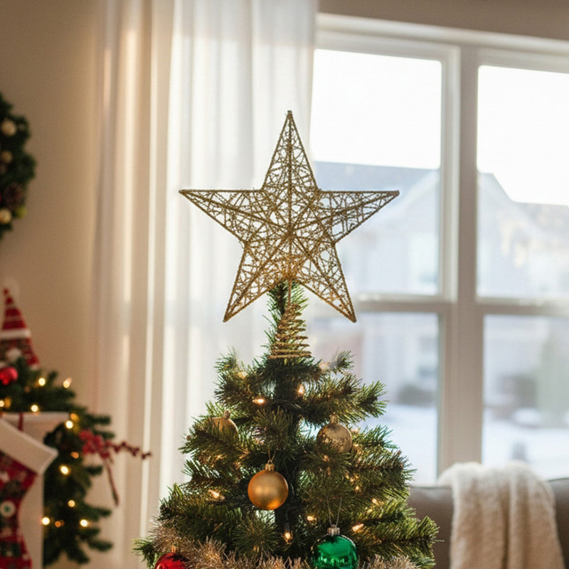 Star Tree Topper, Gold, 28cm H x 25cm W
