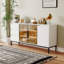 Console Buffet, 3 tiroirs, armoires de rangement pour la salle à manger - blanc