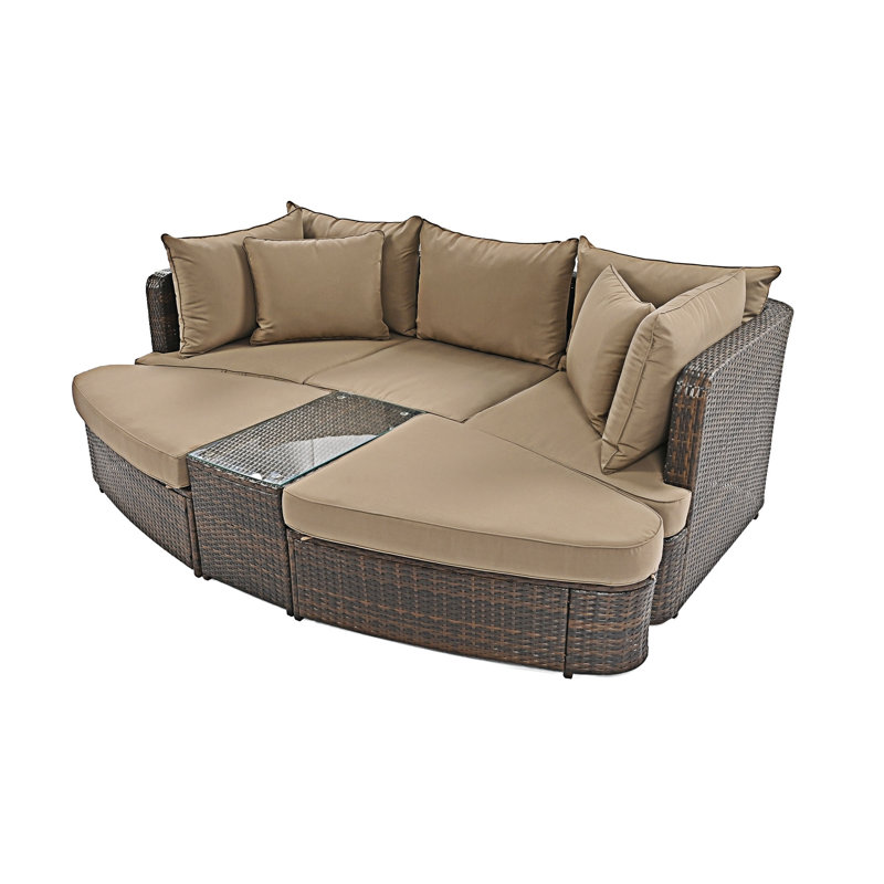 Ensemble de conversation pour patio 6 pièces, Brun, Brun