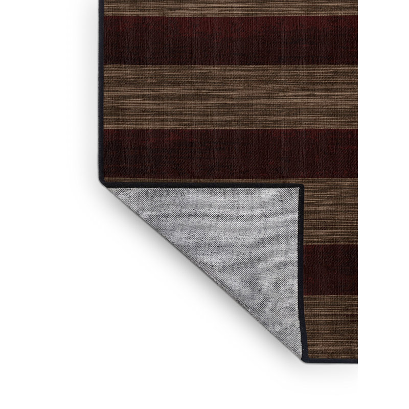 Tapis noir à rayures horizontales lavable à la machine, Carré 8 pi