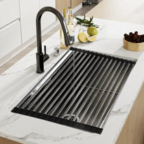 Dish Drying Rack, Kitchen Counter Dish Drainers Rack Expandable(16.9 to  26.8), Auto-Drain Drainboard Stainless Steel Large Strainers Drying Rack