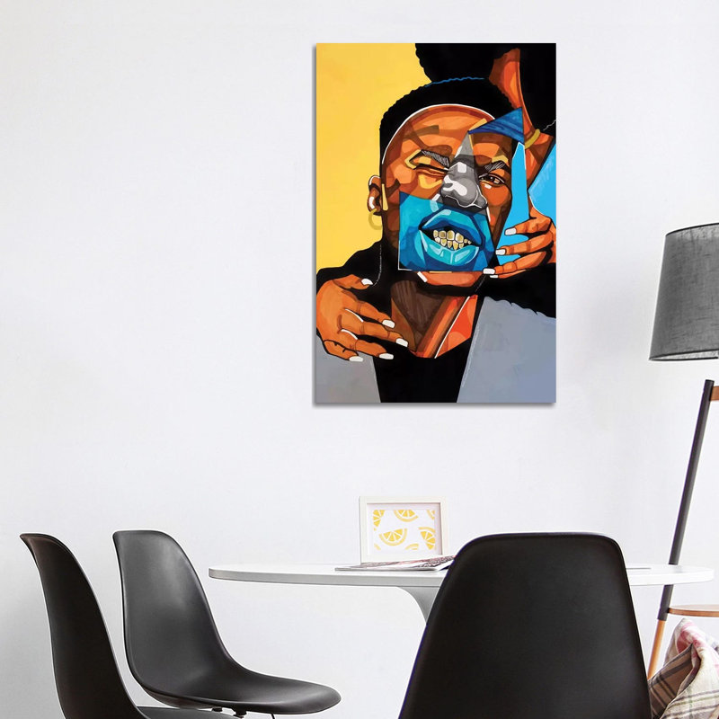 Dents dorées - impression d'art graphique, H 26 po x l 40 po x 1,5 po, Toile tendue, Pas de tapis