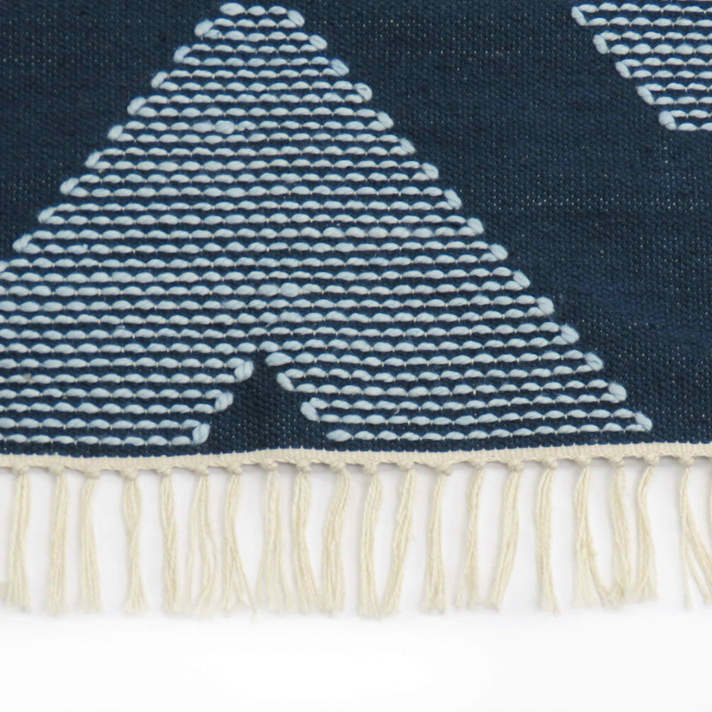 Tapis extérieur tissé à la main, bleu indigo, Rectangle 4 pi x 6 pi