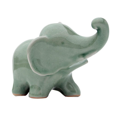 Figurine celadon elephtant coffre up