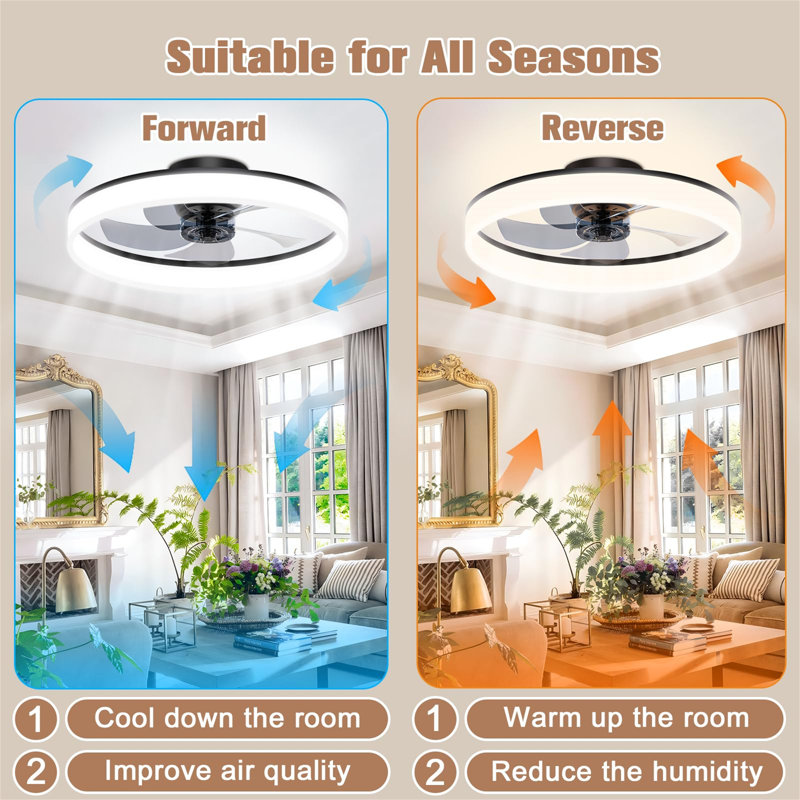 Ceiling Fan with LED Lights, Black