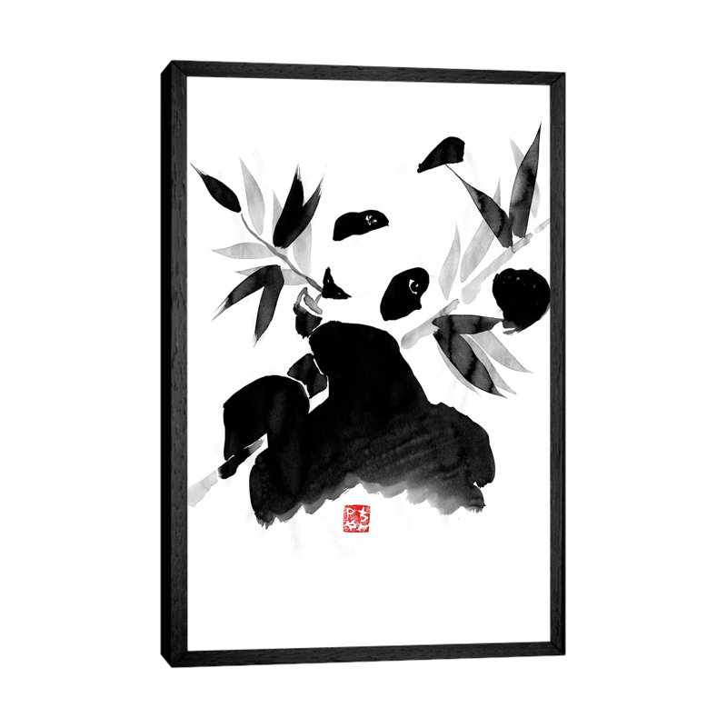 Panda by Péchane - Print on Canvas, Black Framed, 66.04 cm H x 45.72 cm W