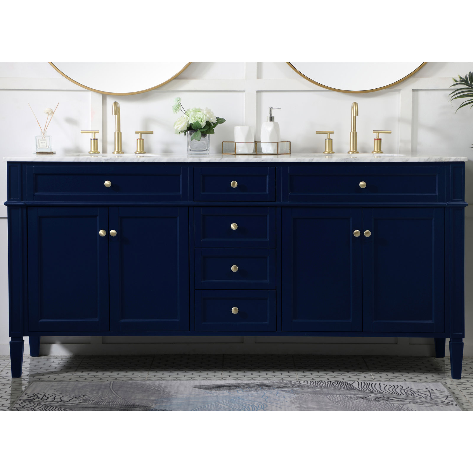 Rivers 72'' Double Bathroom Vanity, Blue