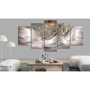 Sparkling Dandelions Beige 5 Piece On Canvas 5 Pieces Print