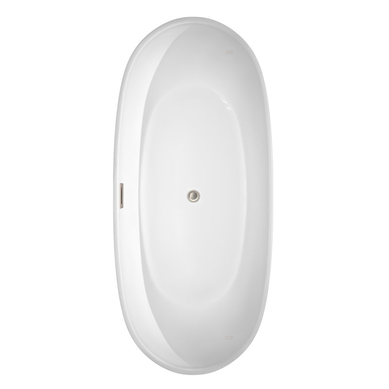 Rebecca 70'' x 32'' Soaking Acrylic Bathtub, Brushed Nickel