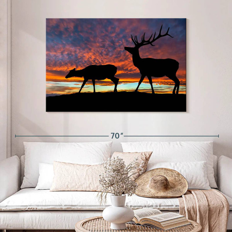 Brampt Elk Sunset Silhouette, 32" H x 48" W