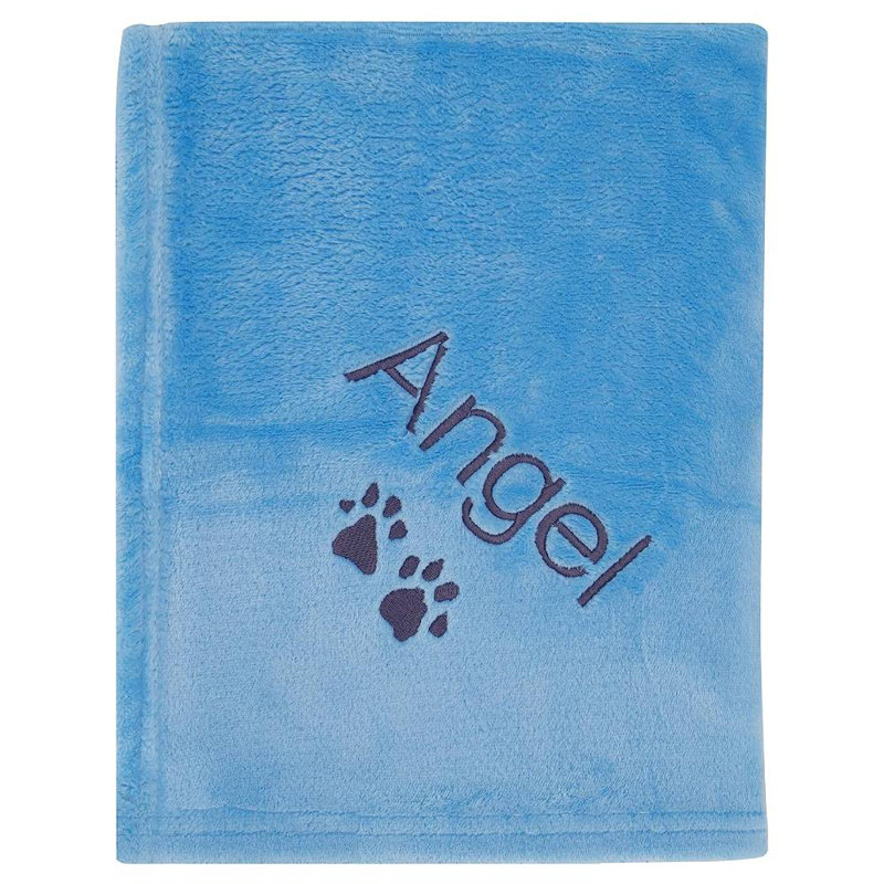Couverture personnalisée avec nom et pattes, 60 po x 50 po, Oui, Bleu