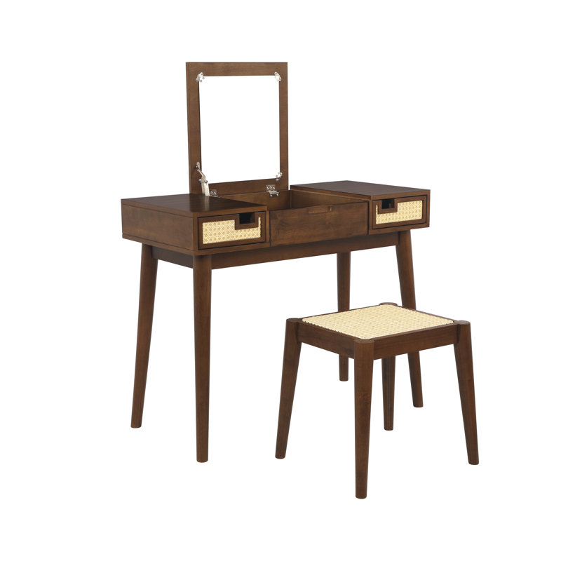 Coiffeuse 2 tiroirs avec tabouret Cristopher