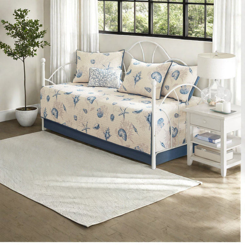 Ensemble de literie réversible en microfibre, style bord de mer pour lits de repos