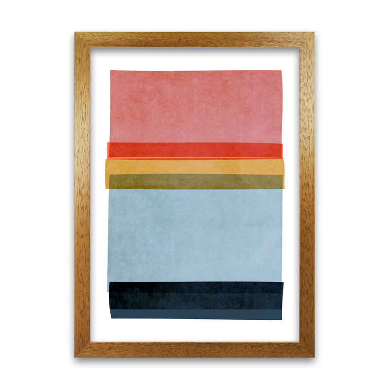 Colourful Abstract Shapes B - Print, 42cm H x 30cm W x 3cm D, Oak Frame