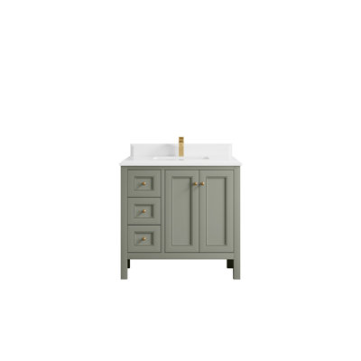 Nashville 36 In. W X 22 In. D Center Sink Bathroom Vanity In White With Cove Edge