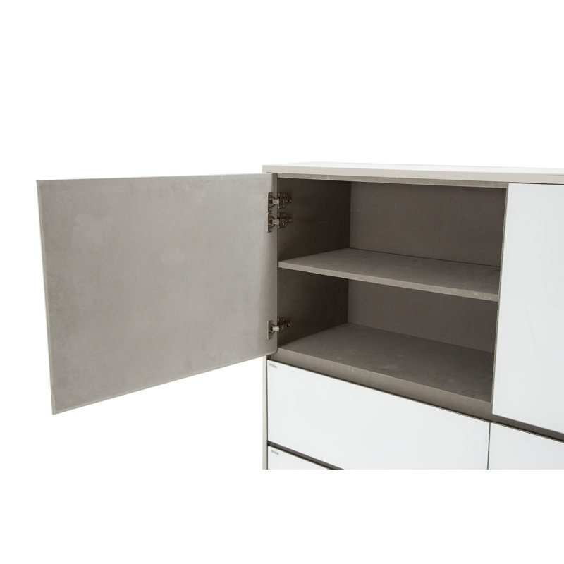 State St. Contemporary 4-Drawer Dresser in Glossy White with Soft Close