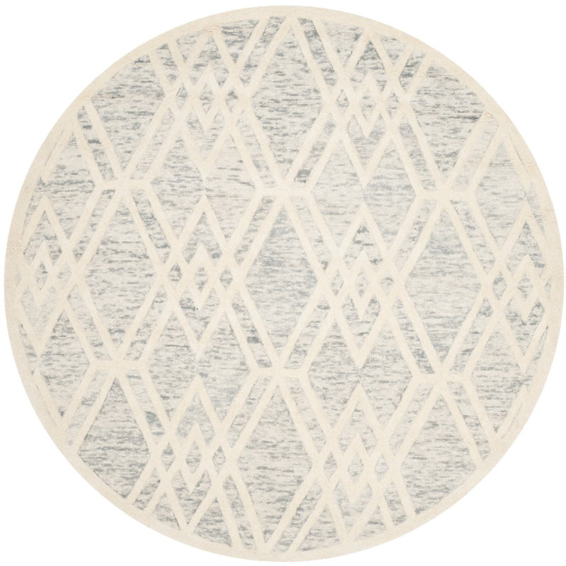 Tapis géométrique en laine touffeté à la main Deedgra, Rond 6 pi