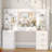 Latitude Run 61.9"W Vanity Desk With Mirror And 3-mode Lights, Makeup Vanity With 8 Drawer-1533372809