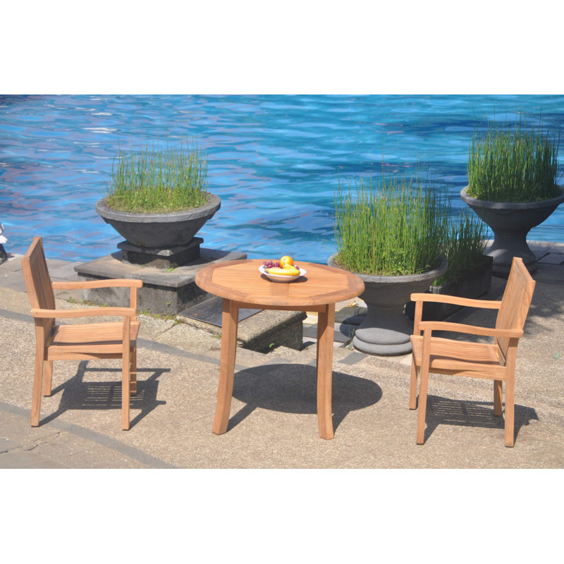 Jovanni Outdoor 3 - Piece Teak Bistro Set, 2, 30.5" H x 36" L x 36" W