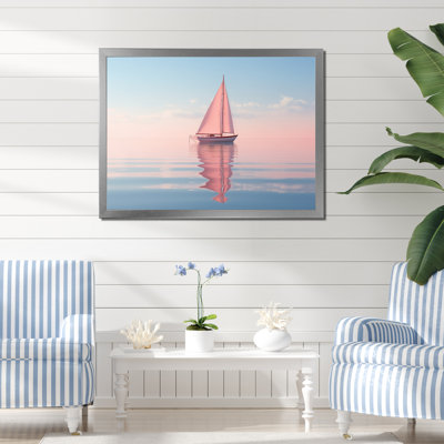 Reproduction sur toile de voilier rose pastel