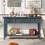 Console de style rétro classique avec trois tiroirs supérieurs et une tablette inférieure de style ouvert, facile à assembler (bleu marine)-130150718-130150724-130150728