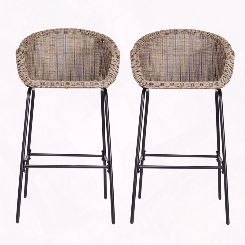 Tabouret de bar d'extérieur en osier, Marron clair