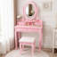 Ensemble de coiffeuse princesse avec miroir DEL et 4 tiroirs-457359026-457359031