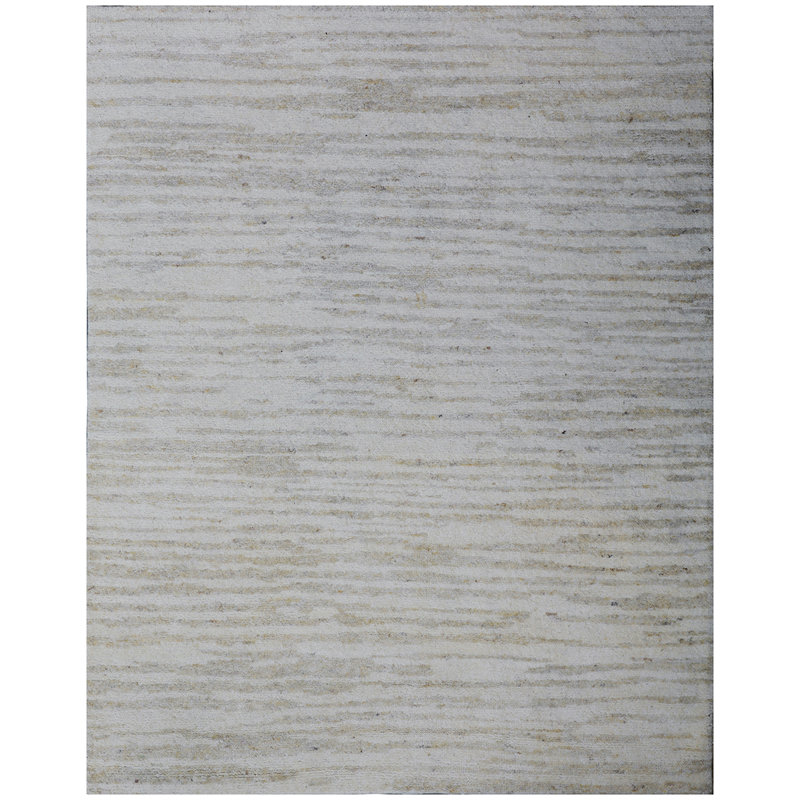 Tapis gris en laine noué à la main, Rectangle 12 pi x 15 pi