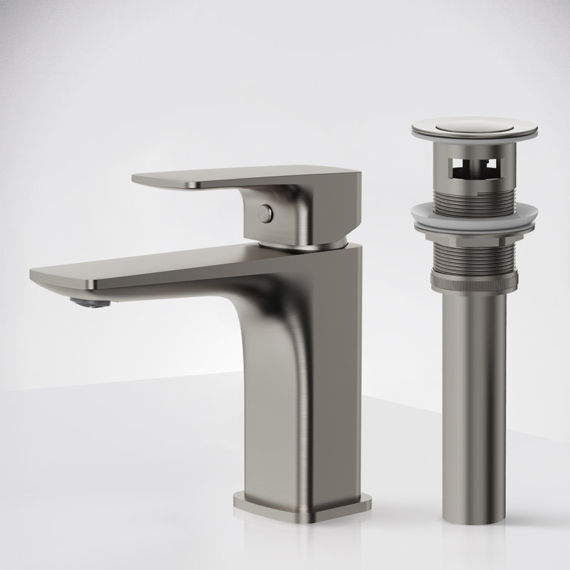 Single Hole Bathroom Faucet, Single Handle Bathroom Sink Faucet with Drain Assembly, Brushed Nickel