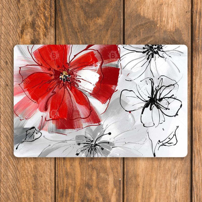 Napperon abstrait fleur rouge abstrait 11 x 17