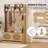 4-In-1 Hall Tree Entryway Bench with Coat Rack & Flip Drawers 6 Dual-Hook Hangers Natural-537363073