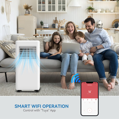 9000BTU 4-in-1 Portable Mobile Air Conditioner Units with APP and Remote Control, Cooler Fan and Dehumidifier, 24H Timer, 270m³/h