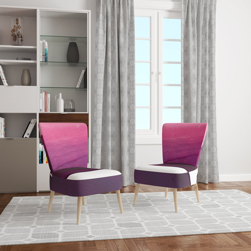 Upholstered Floral Side Chair - Modern floral Accent Chair, Ombre Pink Polyester Blend 2
