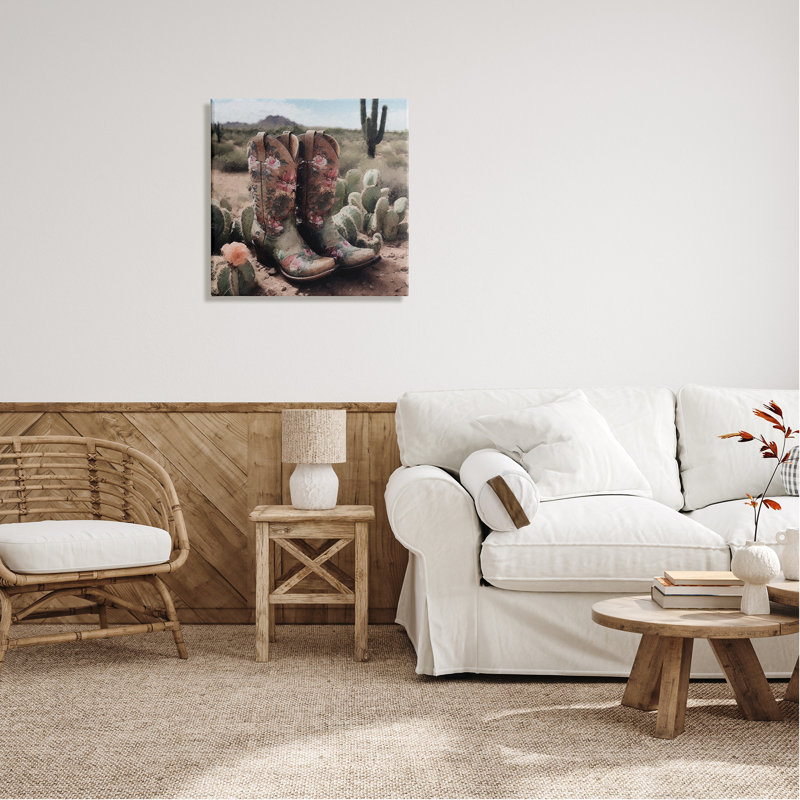 Paysage du sud-ouest, bottes sur bois, impression, Giclée encadrée noir minuit, H 24 po x l 24 po x P 1,5 po