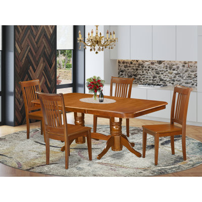 Mimi Butterfly Leaf Rubberwood Solid Wood Dining Set by Alcott Hill