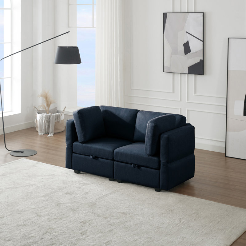 Canapé Sarab, Polyester bleu