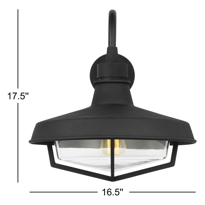 Lanterne murale 1 lumière texturée noire, H 17,5 po x l 16,5 po x P 19,25 po