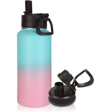 JoyJolt Vacuum Insulated 32-oz. Water Bottle with Flip Lid & Sport Straw Lid, Blue