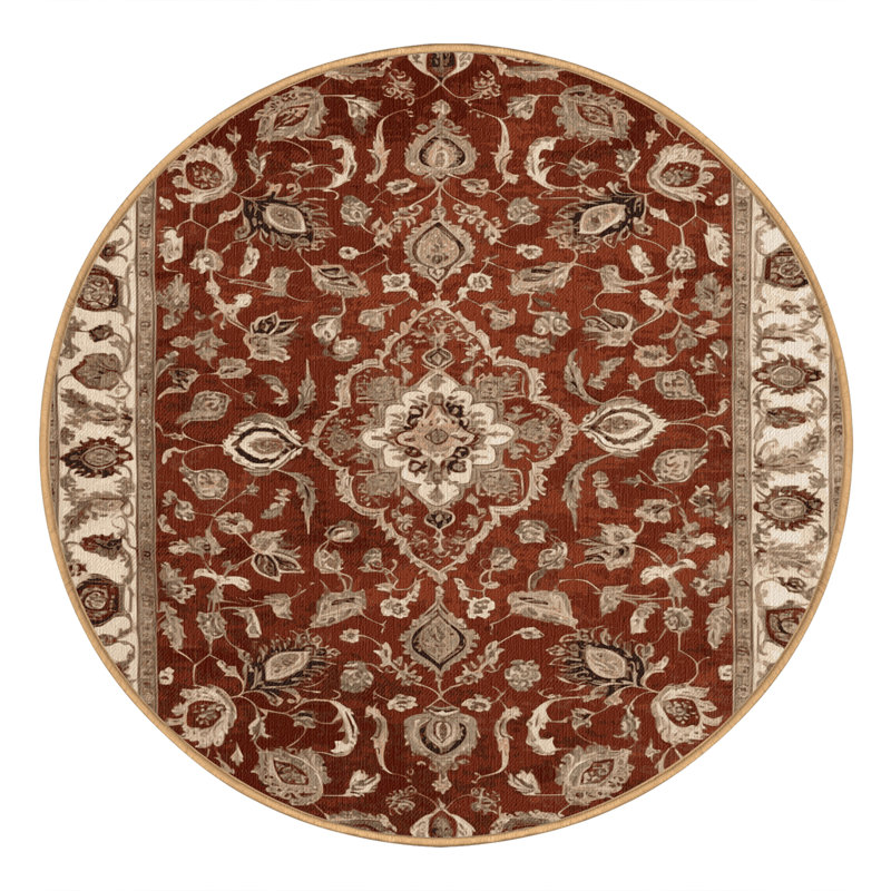 Machine Washable Persian Brown Area Rug, Round 5'