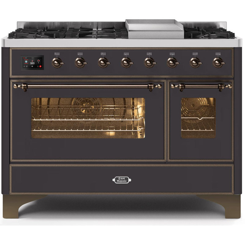 Majestic II 48" 5.02 cu. ft. Freestanding Dual Fuel Range with Griddle, Liquid Propane, Matte Graphite/Bronze