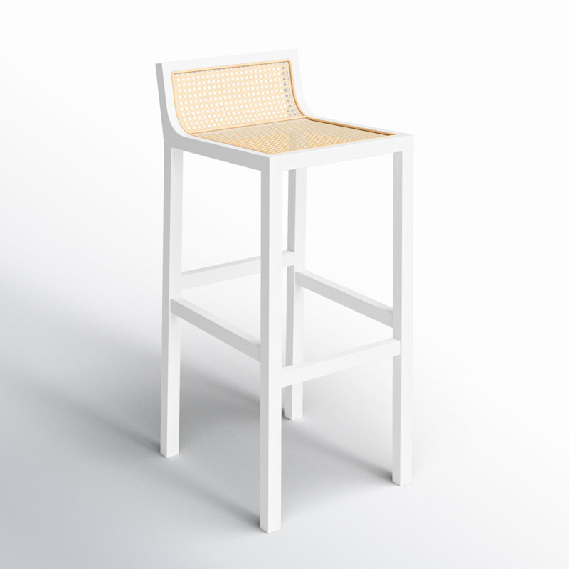 Tabouret de bar et de comptoir McCarthy Cane, Blanc / Naturel, Tabouret de bar (siège d'une hauteur de 31,5 po)