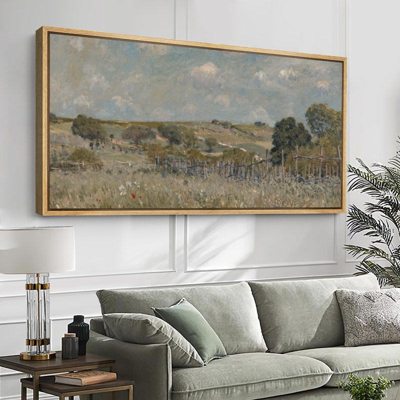 Paysage champêtre de sérénité, art moderne, H 30 po x l 60 po, Naturel