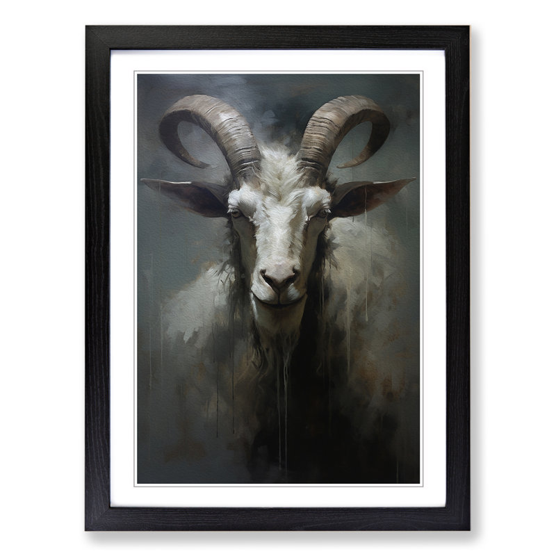 Goat Gestural - Framed Print, Black, 34cm H x 25cm W x 2cm D