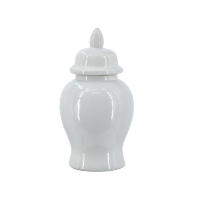 Classic Ceramic Ginger Jar With Glossy Finish And Finial Lid