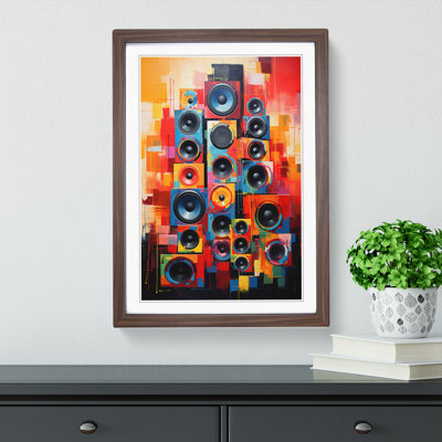 Speakers Modern - Single Picture Frame Print on Wood