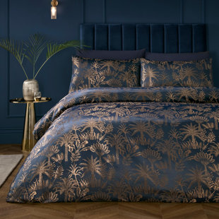 Soiree Midnight Palm Duvet Cover Set Navy