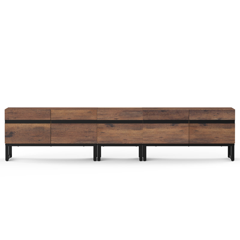 Modern TV Stand For Tvs Up To 90", 3-In-1 Entertainment Centre With Storage Cabinets, Media Console With Metal Base, 88.6"