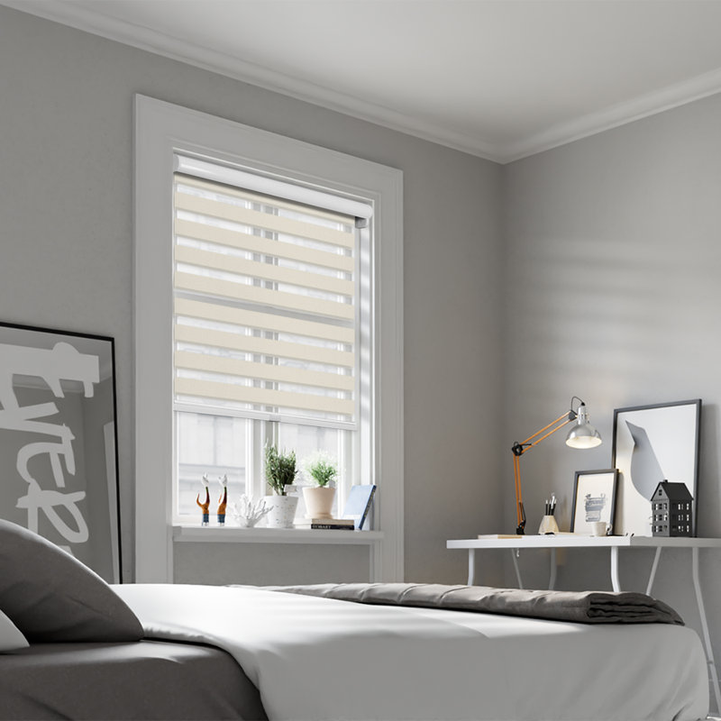 Premium Cordless Zebra Roller Shades - Dual Layer - Light Filtering and Room Darkening, 18.25"W x 72"L