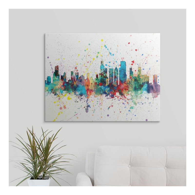 «Chicago Illinois Skyline» par Francy, impression, H 36 po x l 48 po x P 1,5 po, Toile